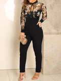 Autumn Floral Lace Jumpsuit With Belt