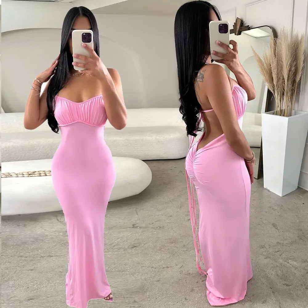 Encore Pink Bodycon Maxi Dress