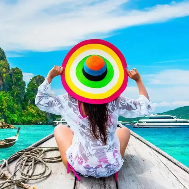 Oversized Foldable Wide Brim Sun Hat For UV Protection
