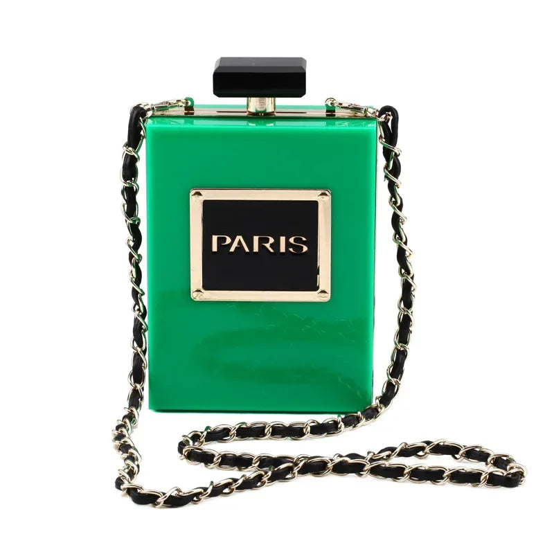 Acrylic Paris Perfume Shaped Crossbody Bag