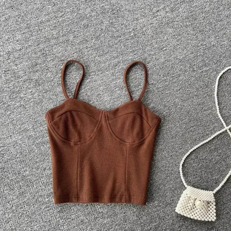 Strapless Western Style Skinny Tanks Camis for Women Summer Casual Solid Colours Female Corset Crop Tube Tops with Built In Bras