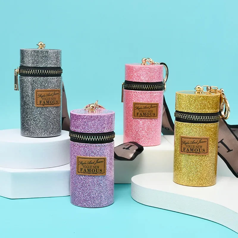 Creative Luxury Leather Plaid Mini Lipstick Bags Pendant Keychain Fashion Exquisite Storage Bag Keyring Female bag Car KeyChain