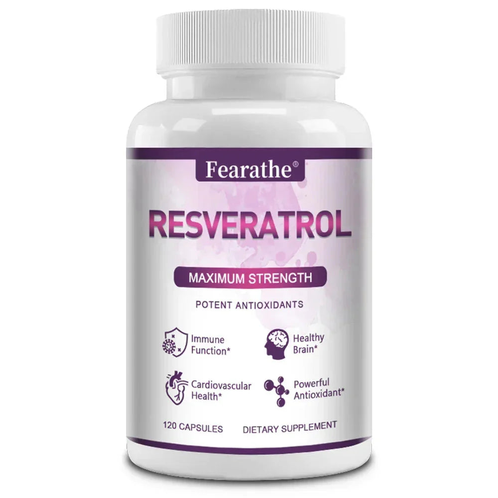 Fearathe Resveratrol Capsules - Supports Brain and Immune Function, Heart Health, Brain Health, Anti-Aging, Antioxidant