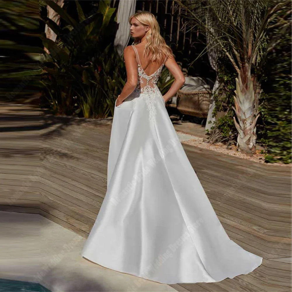 Elegant Women's Satin Wedding Dress