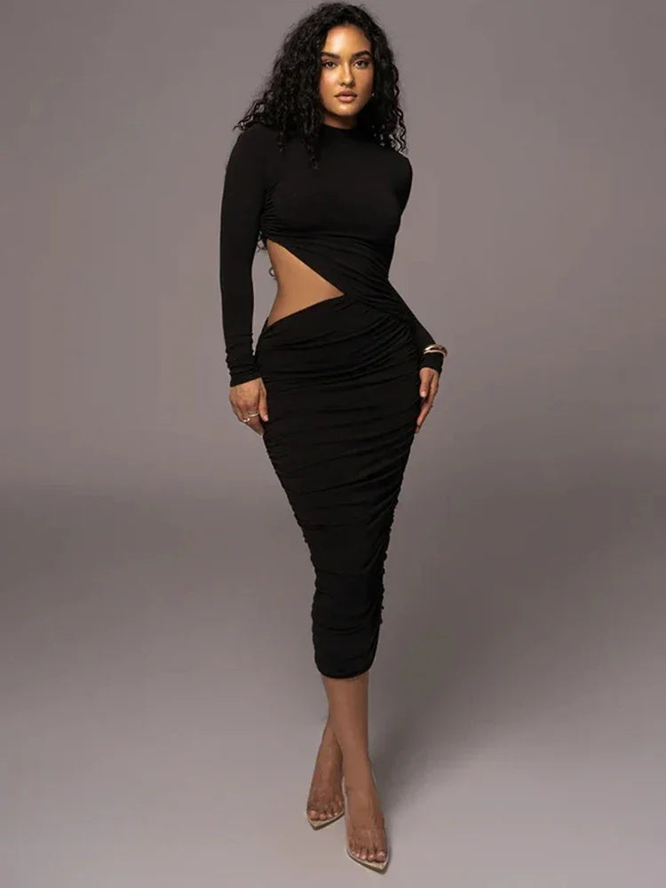 Just Dreamy Long Sleeve Cut Out MIDI Dress