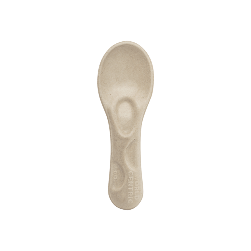 World Centric 3 in Compostable Fiber Tasting Spoon (QTY 3000), SKU SP-FB-3-LF