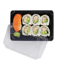 Black Sushi Box w/ PLA Clear Lid | World Centric 7x5x2" (QTY:300)
