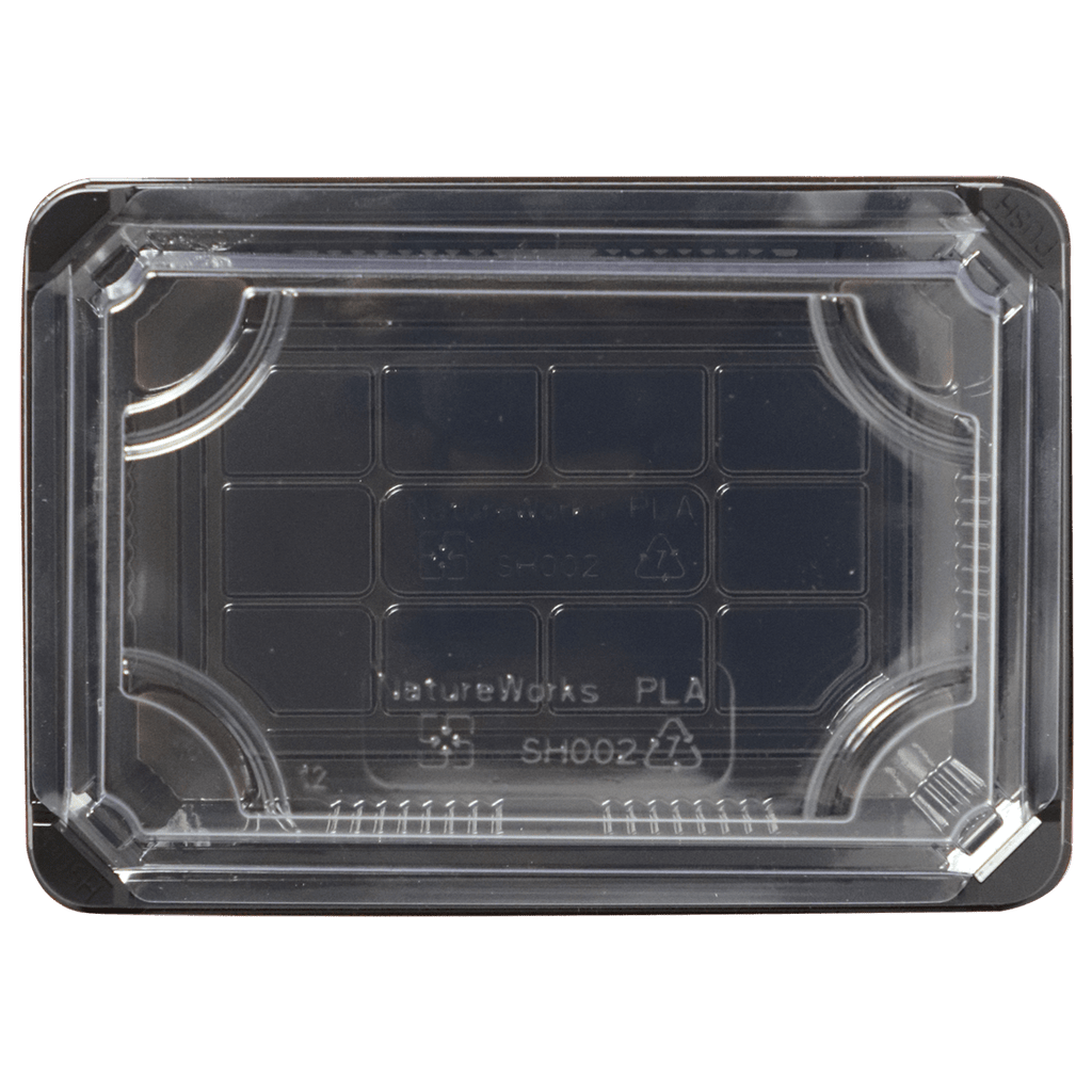 Black Sushi Box w/ PLA Clear Lid | World Centric 7x5x2" (QTY:300)