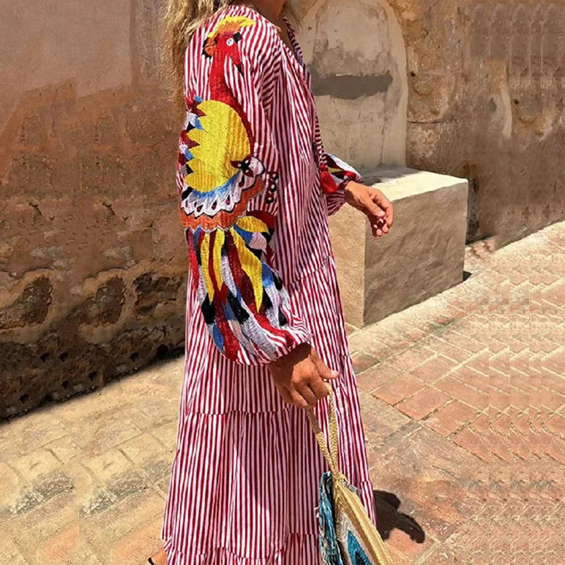 Lantern Sleeve Loose Maxi Dress