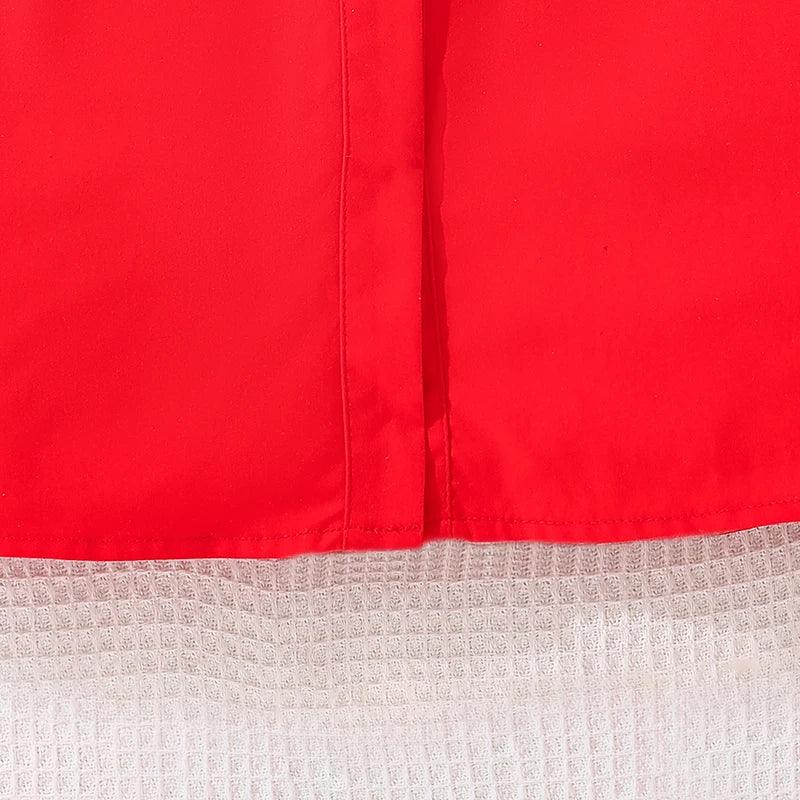 LUXTEEN Red Sleeveless Button Down Dress