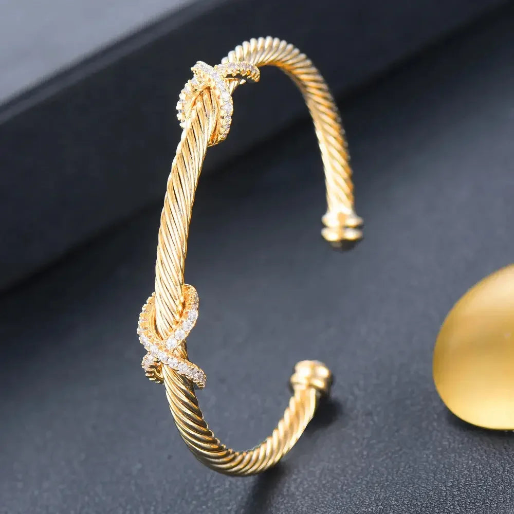 Missvikki Original design Stackable Bangle For Women Bridal Wedding Cubic Zircon OPen Bangle Dubai Bracelet Party Jewelry