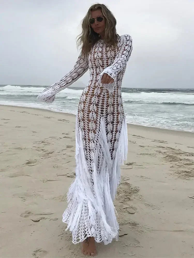 Resort White Crochet Maxi Dress