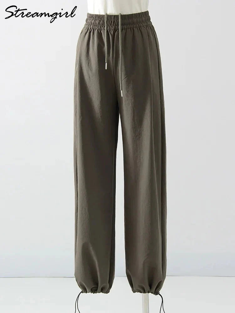 White Sweatpants For Women High Waist Loose Joggers Straight Trousers Female Black Spring Summer Casual Woman Long Pant Wide Leg