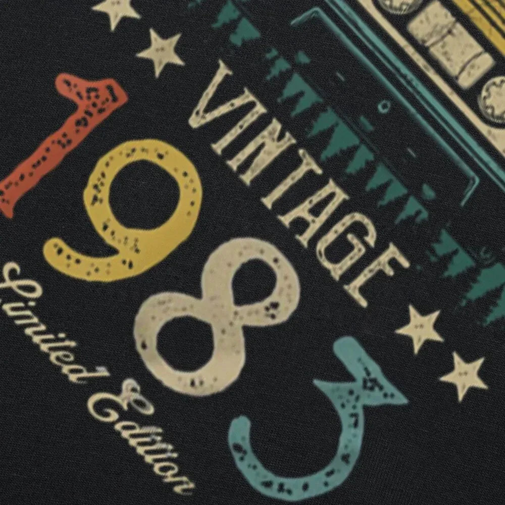Vintage 1983 Limited Edition Retro Cassette Women T Shirt 40th 40 Years Old Birthday Party Girlfriend Gift Black T-shirt