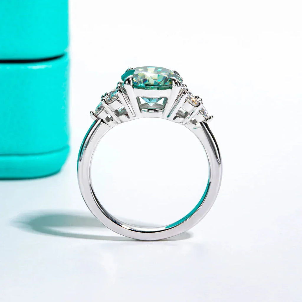 3ct Round Cut Moissanite Engagement Ring 18K Gold Plated Silver