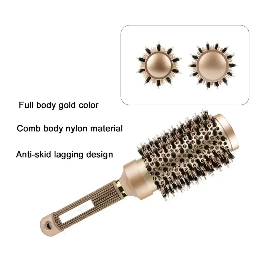 Boar Bristle Hairbrush Styling Tool Curling Blow Dry Ceramic Hairbrush Straight Hair Curls Round Ionic Hair Brush Hair Care