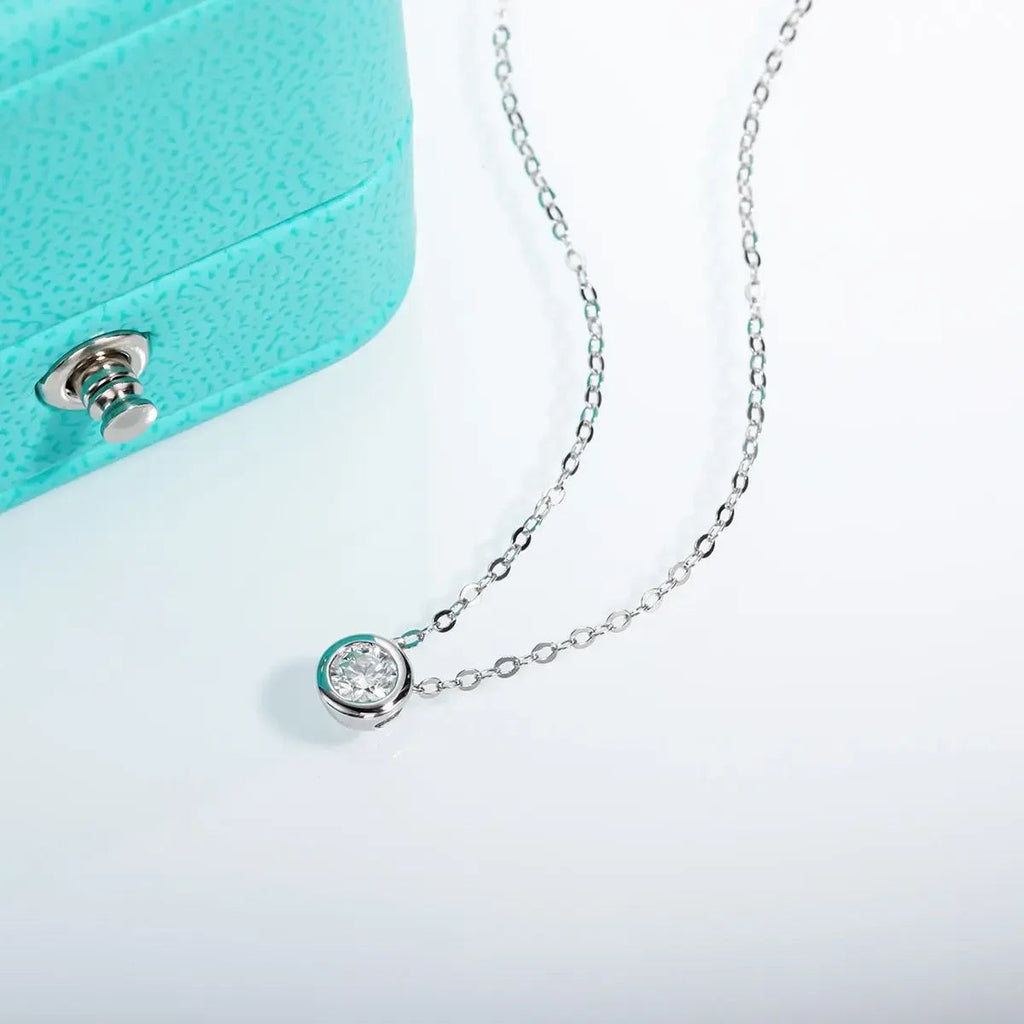 925 SS Round Brilliant 18K Gold Plated 0.3ct D Color Moissanite Necklace