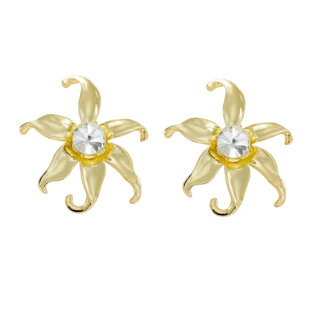 Vintage Metal Flower Statement Earrings
