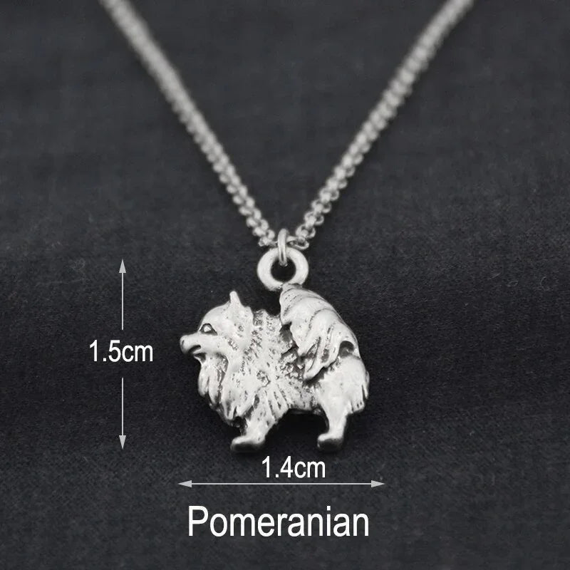 Vintage 3 Style Pomeranian & Samoyed & Keeshond & Golden Retriever & Whippet Dog Charms Pendant Necklace Women Pet Lover Gift