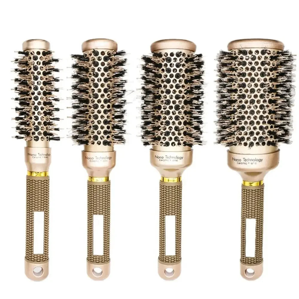 Boar Bristle Hairbrush Styling Tool Curling Blow Dry Ceramic Hairbrush Straight Hair Curls Round Ionic Hair Brush Hair Care