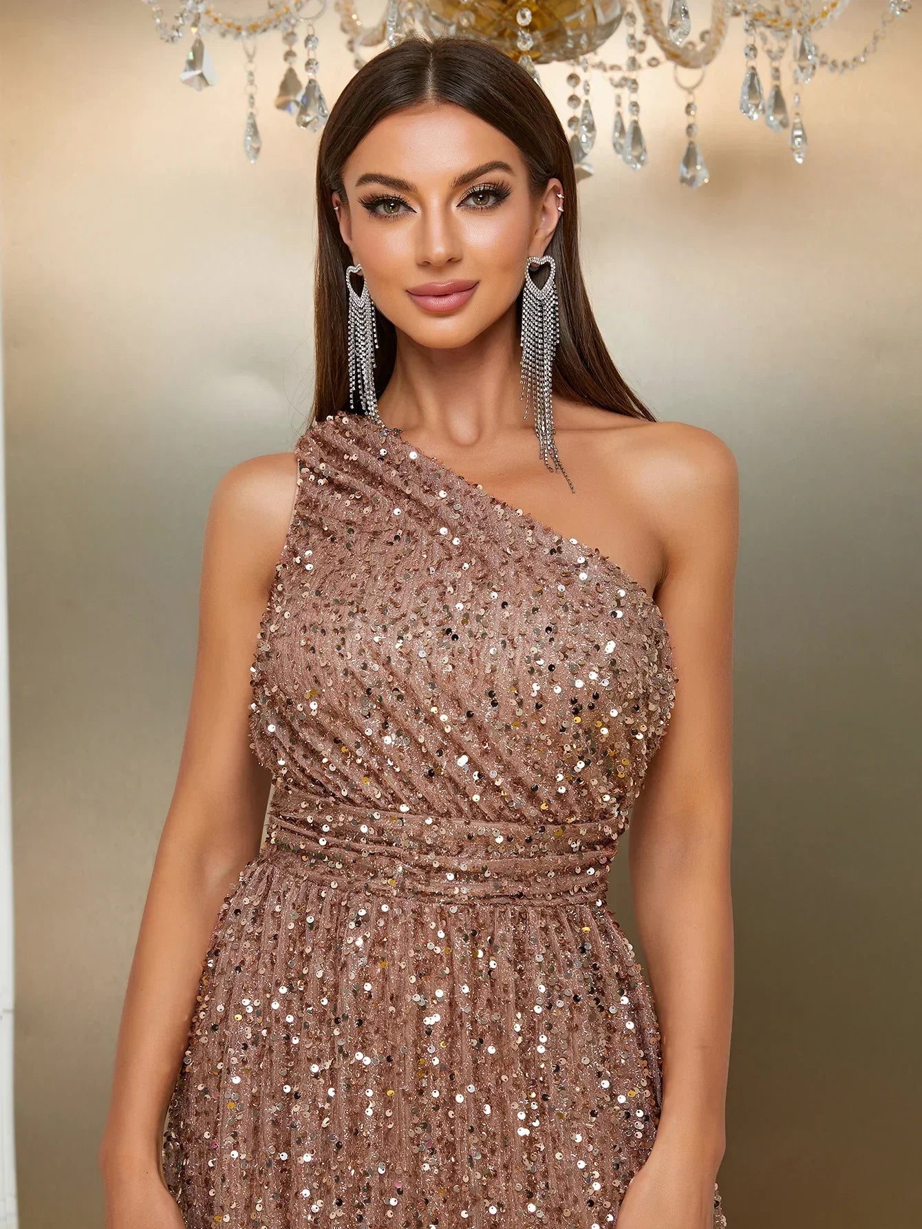 Sparkly Mermaid Evening Gowns with Slit
