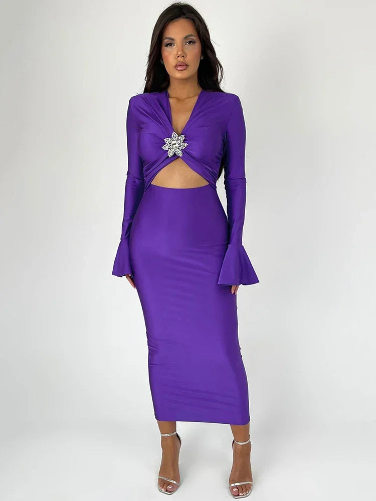 Fiona Flare Sleeve Bodycon Evening Dress