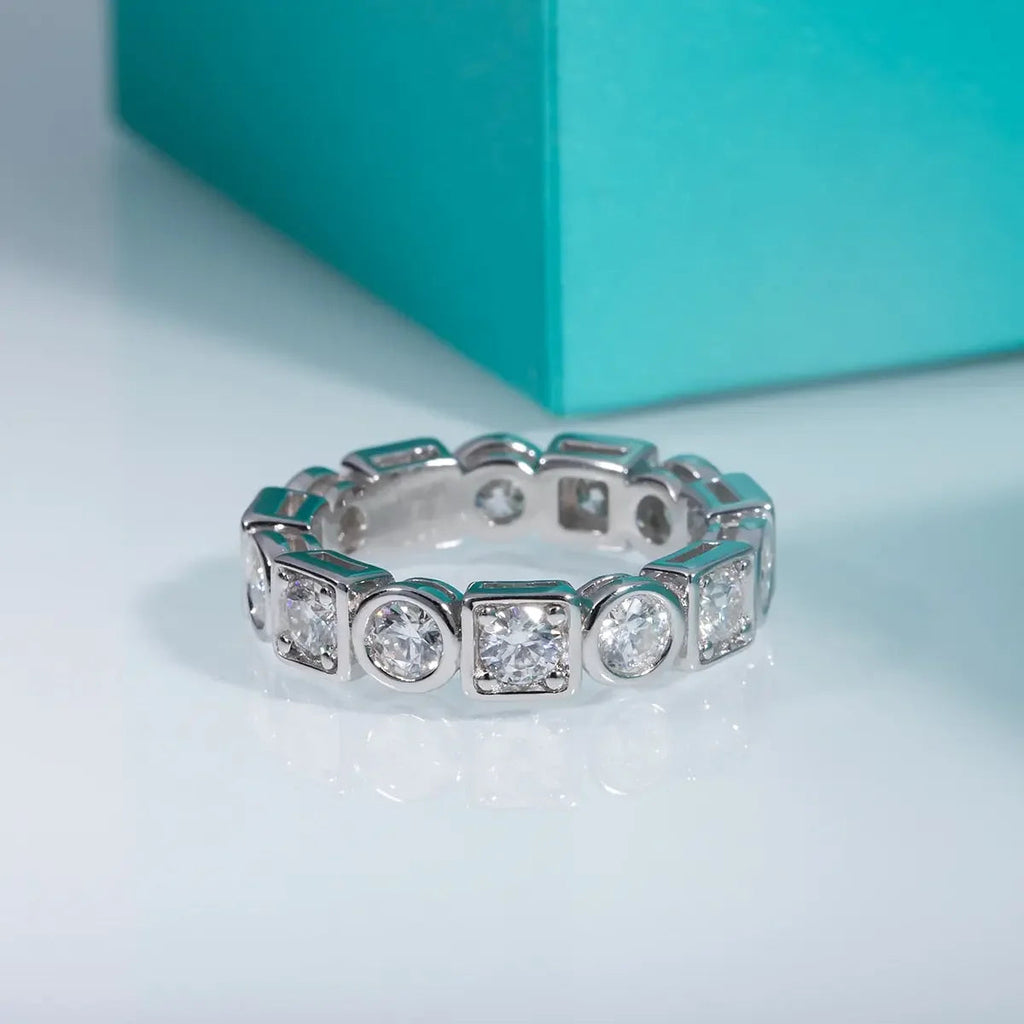 Girlfriend Love Ring 3.5mm  D Color Moissanite Wedding Band Ring 925 Silver Eternity Band