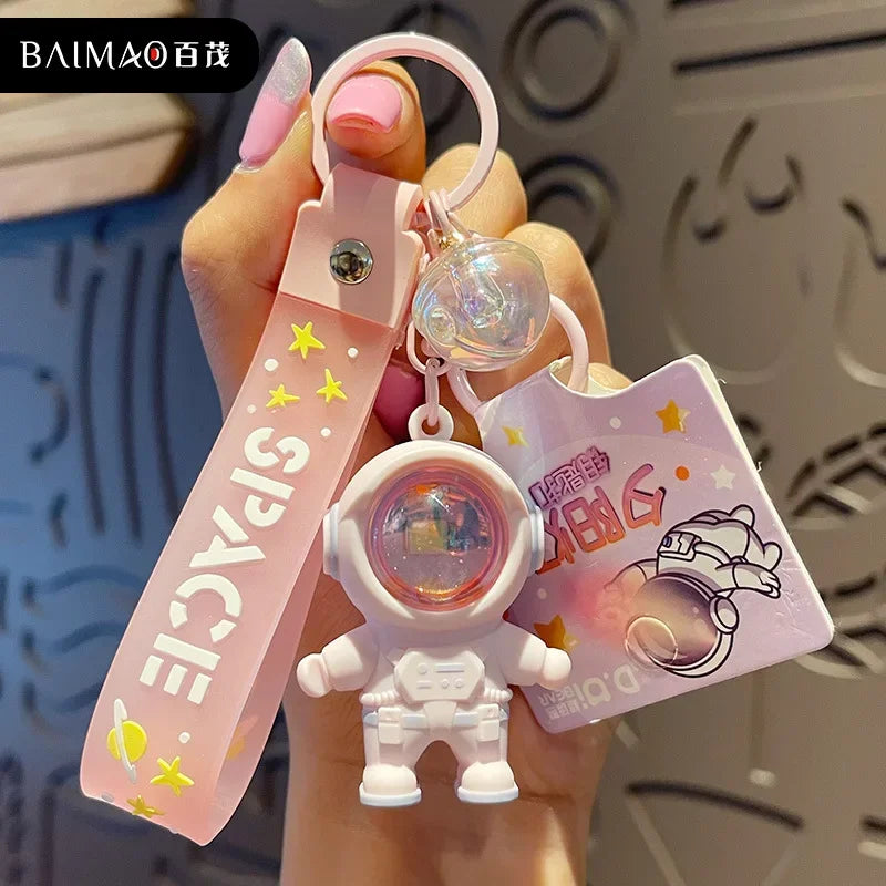 Cartoon Spaceman Light Glowing Keychain Sunset Light Luminous Keychain Female Cute Space Astronaut Couple Key Chain Bag Hanging