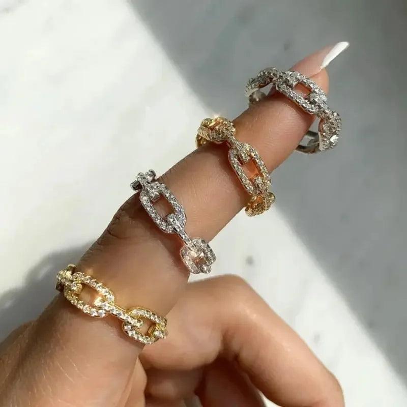 Dazzling Link Chain Ring