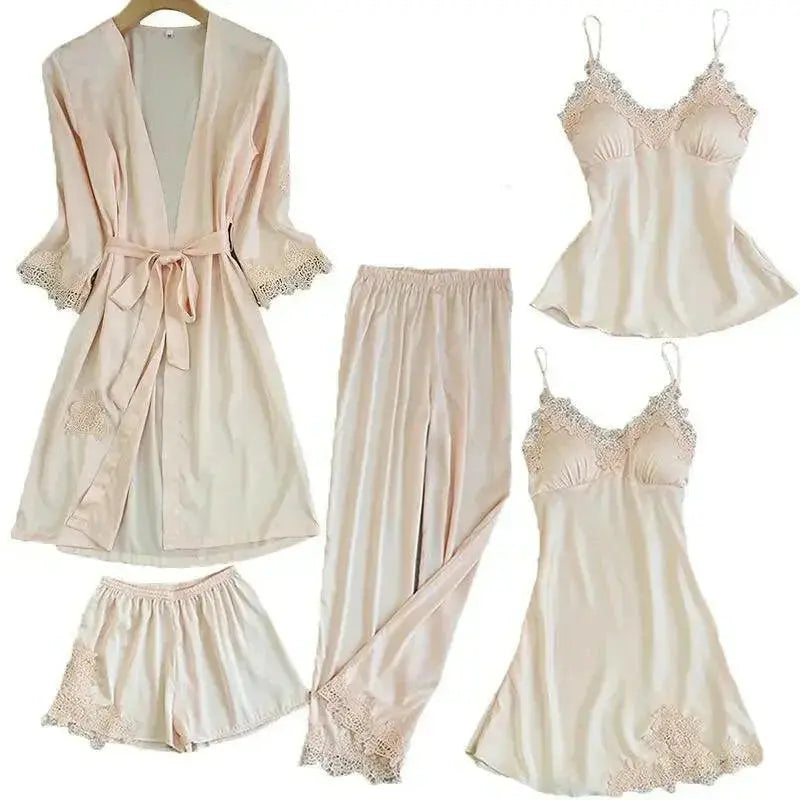 Satin Lace PJ Set 5PC