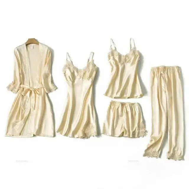 Satin Lace PJ Set 5PC