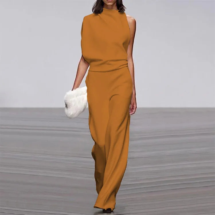 Summer Sleeveless Collar Jumpsuit