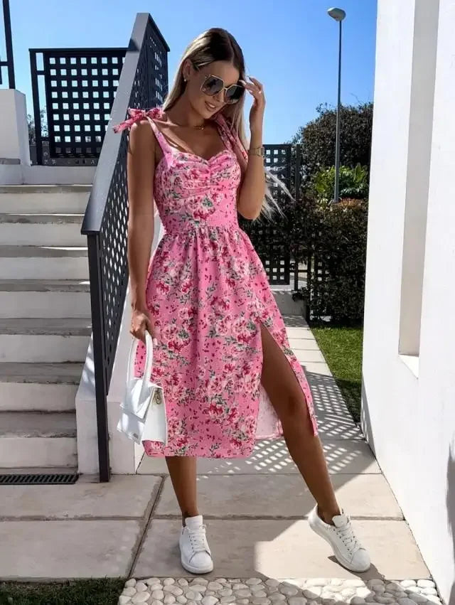 Summer Floral Sling Sun Dress