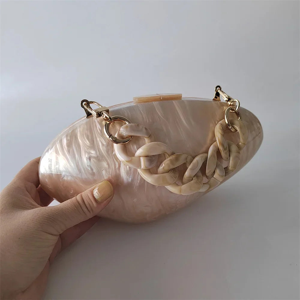 Pearl Acrylic Shell Clutch