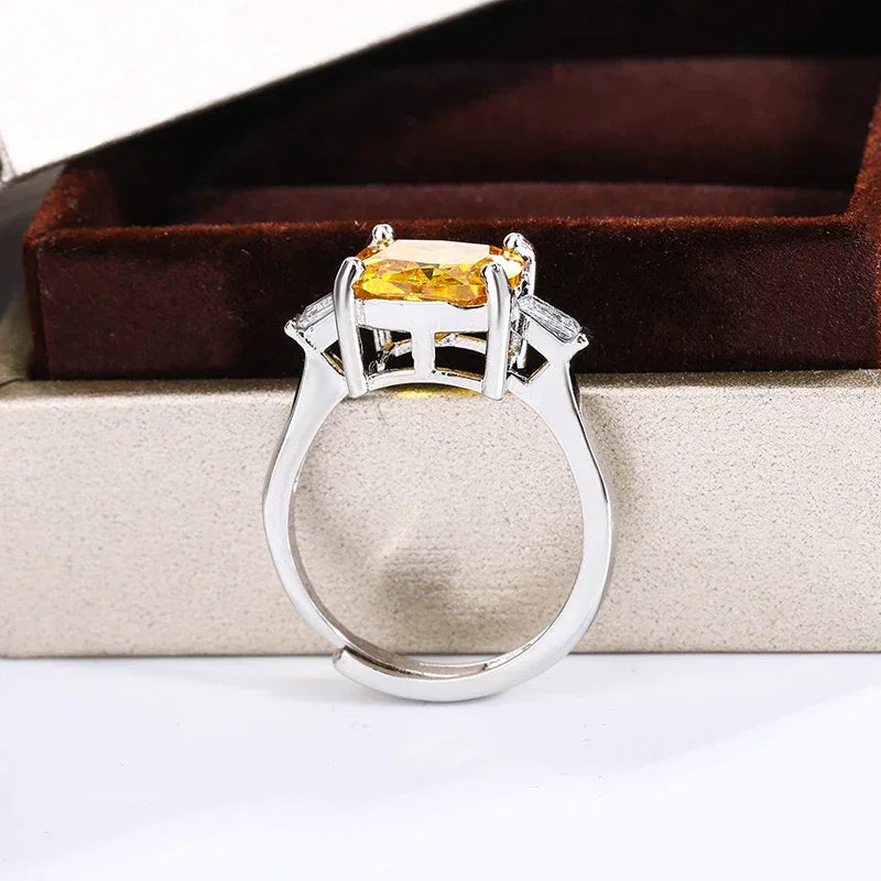 Canary Yellow 925 SS Resizable Ring