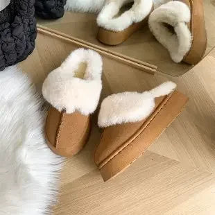 Platform Suede Fur Slippers