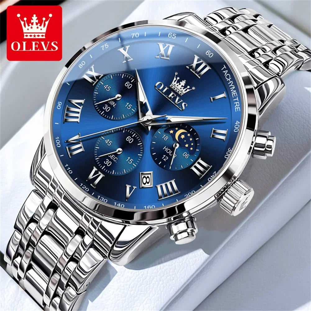 Luxury Brand Men's Stainless Chronograph Quartz Watch