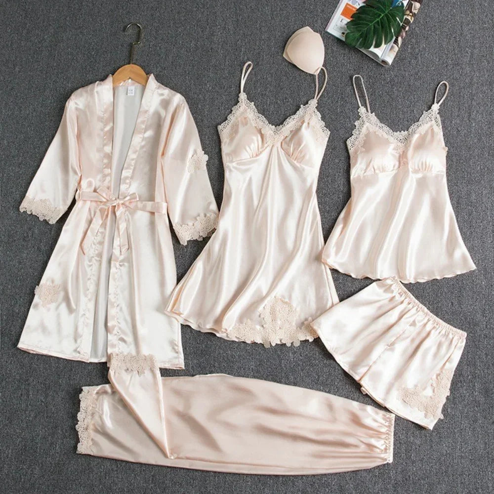 LUX 5PC Silk Lingerie Set