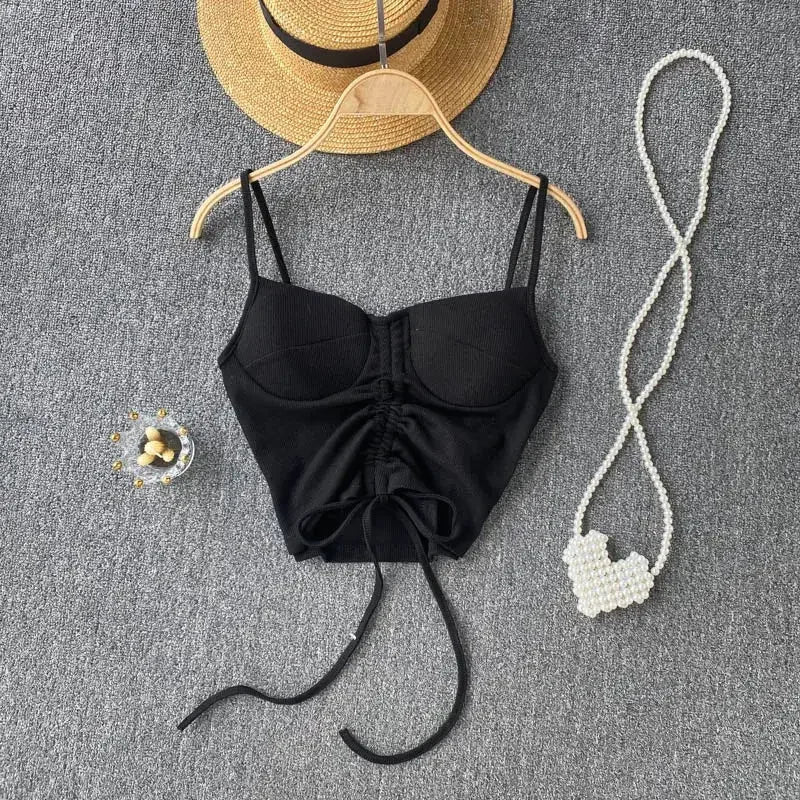 Strapless Western Style Skinny Tanks Camis for Women Summer Casual Solid Colours Female Corset Crop Tube Tops with Built In Bras