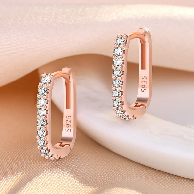 Destiny 925 SS Zircon Hoop Earrings