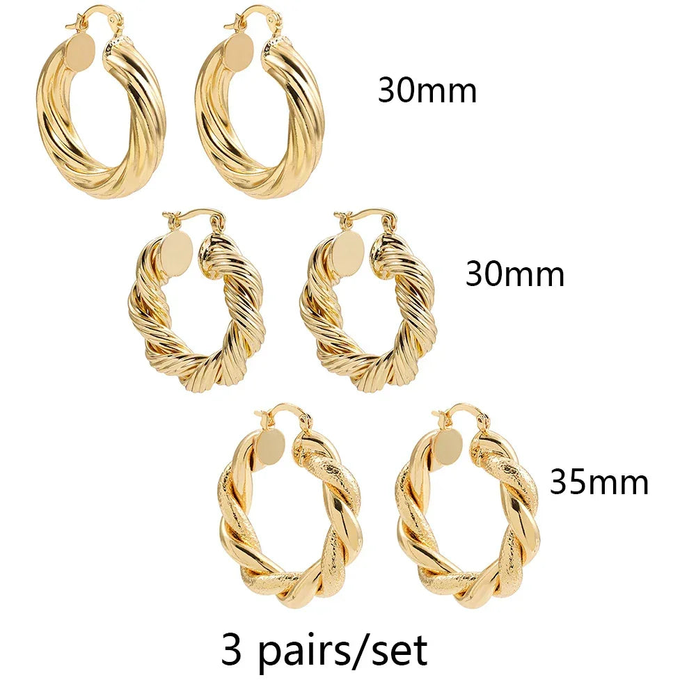 Gold Color Stainless Steel Hoop Earrings for Women Small Simple Round Circle Huggies Ear Rings Steampunk Accessories