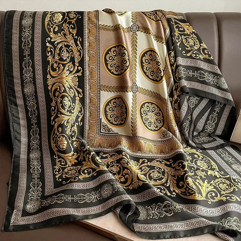 Design Satin Silk Shawl Hijab Scarf Women Fashion Summer Sunscreen Beach Stole Wraps Bufanda Female Headkerchief Echarpe New