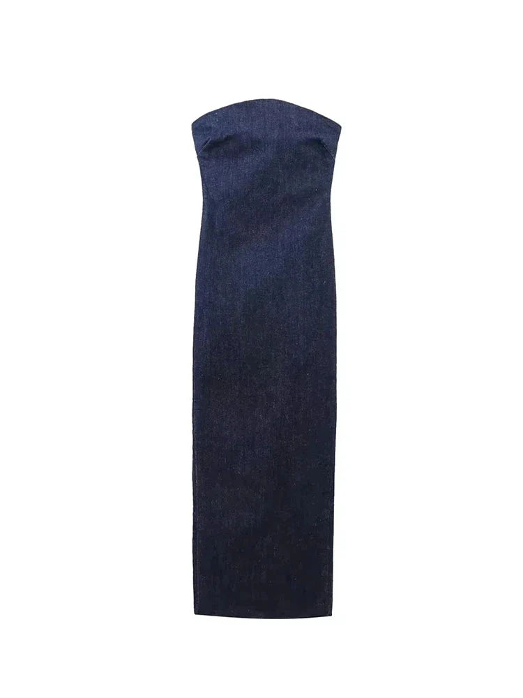 Denim Strapless Stretch Dress