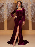 Velvet Off The Shoulder Mermaid Evening Dress