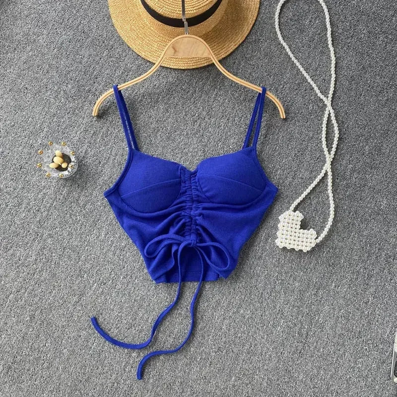 Strapless Western Style Skinny Tanks Camis for Women Summer Casual Solid Colours Female Corset Crop Tube Tops with Built In Bras
