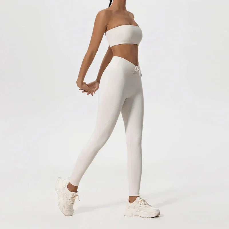 Ctenkevet Women Strapless Bra Suits Gym Workout Yoga Outfit Female Fitness Crop Top Outdoors Activewear Women Underwear Set