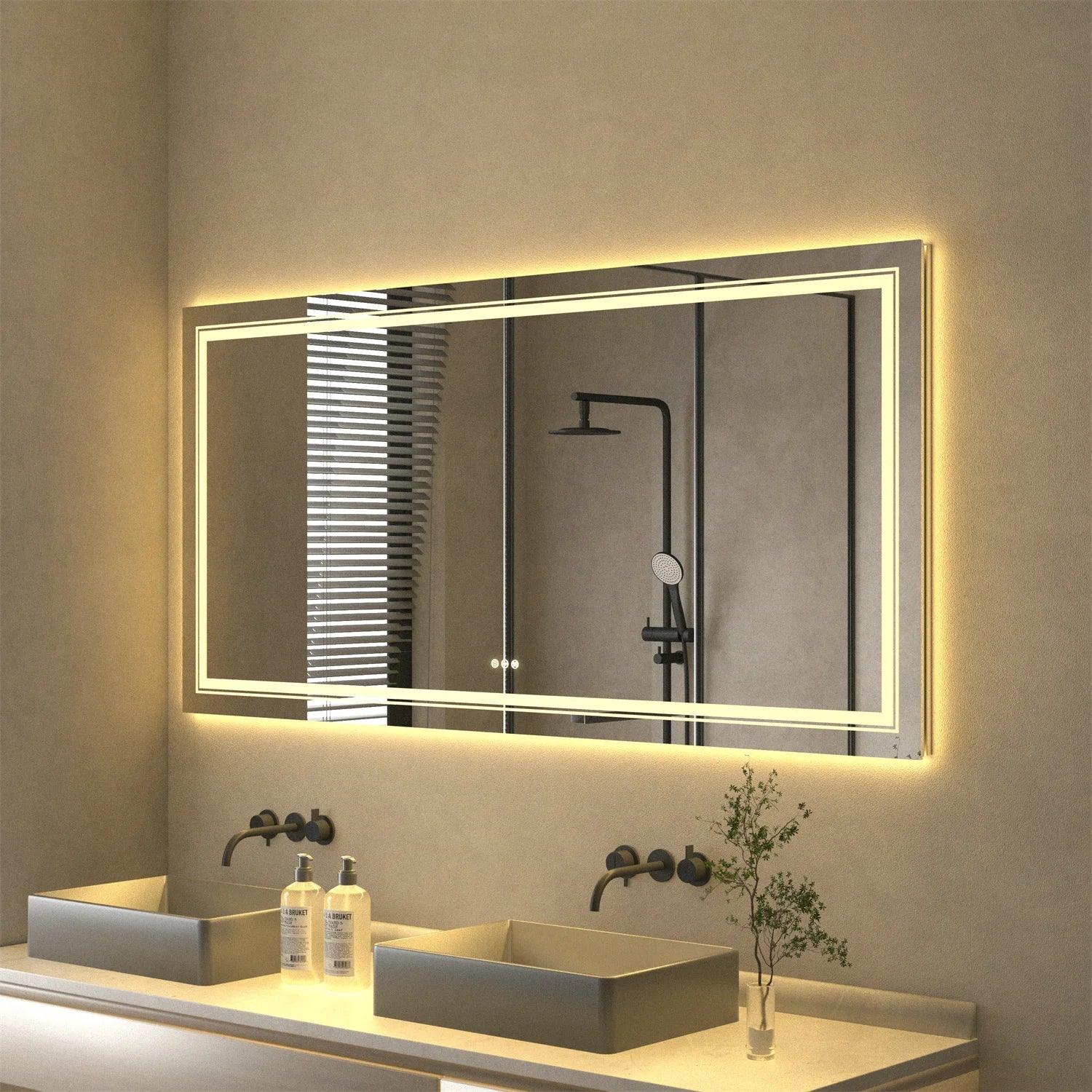 LED Dimmable Backlit Overaized Mirror With Anti-Fog