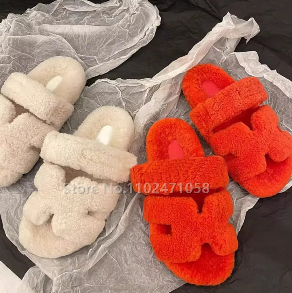 Women Designer Fur Slippers Luxury