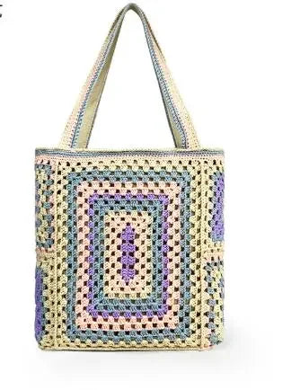 Bohemian Crochet Women Shoulder Bags Knitting Large Capacity Tote Bag Casual Lady Handbags Big Shopper Purses Summer Beach Bags