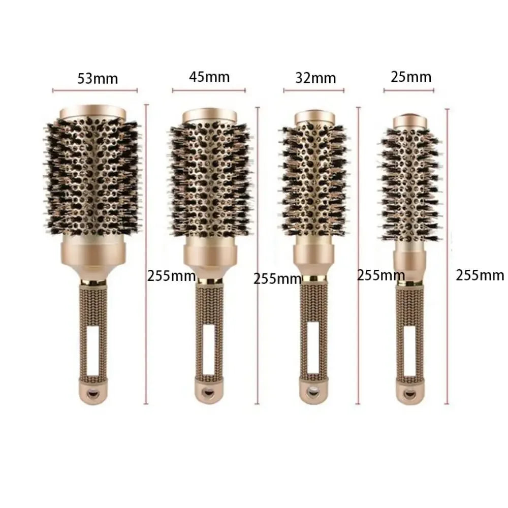 Boar Bristle Hairbrush Styling Tool Curling Blow Dry Ceramic Hairbrush Straight Hair Curls Round Ionic Hair Brush Hair Care